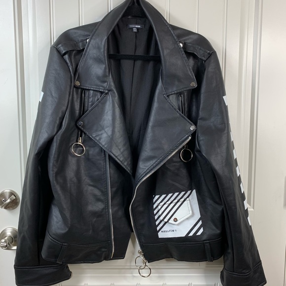 Fashion Nova Jackets & Blazers - fashion nova Black Jacket Peace Race Faux Leather